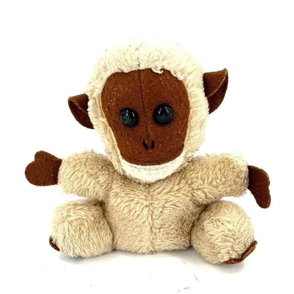 Vintage Dakin 1976 Monkey Plush Stuffed Animal Tan Brown Long Tail Ape Gorilla